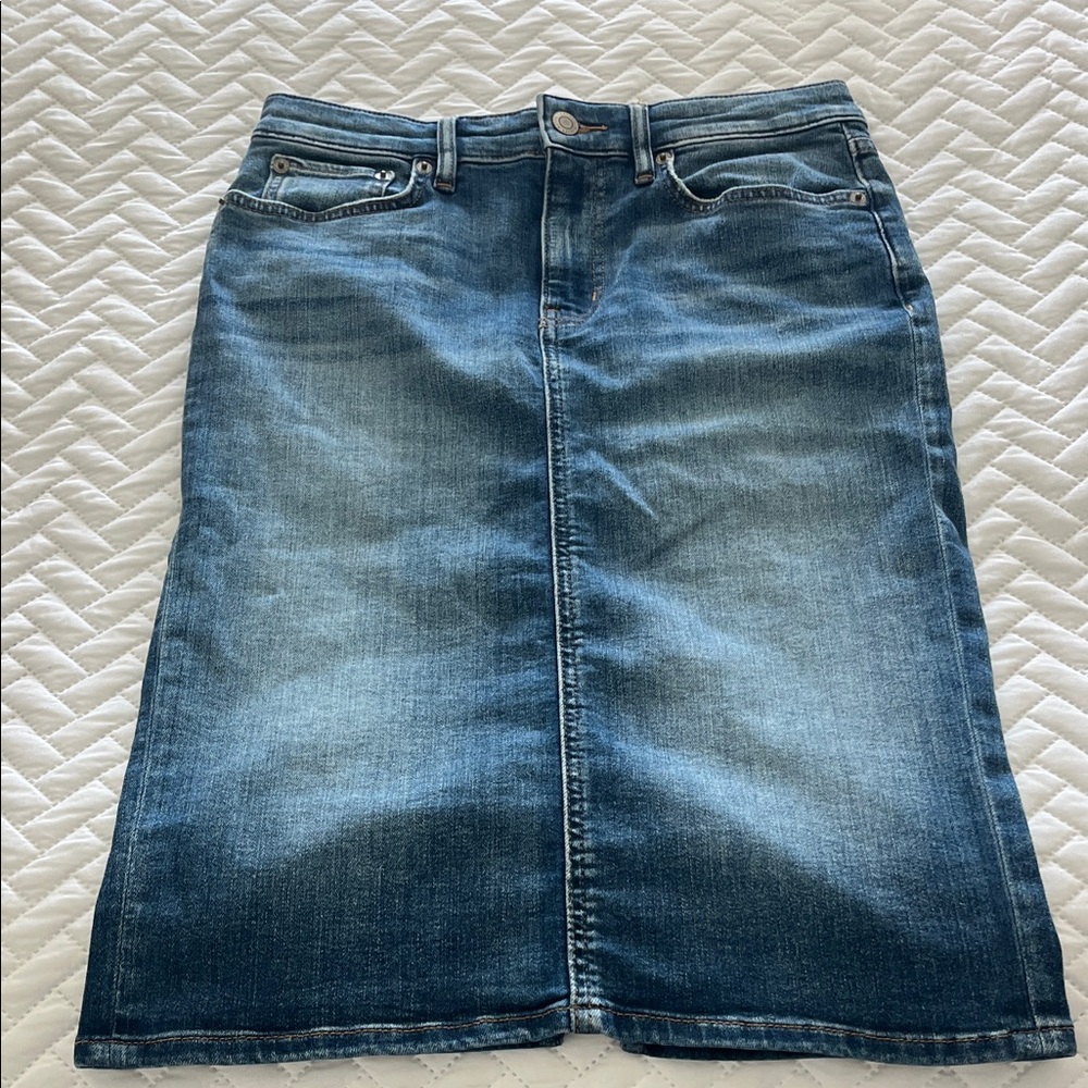 Lauren Ralph Lauren Blue Washed Denim Pencil Skirt Sz 2